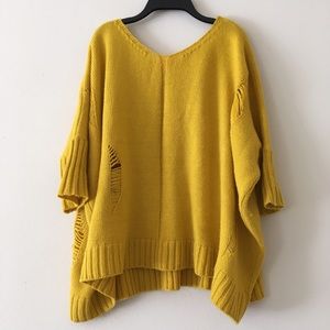 Mustard Acrylic Oversized Ripped Sweater Size S/M